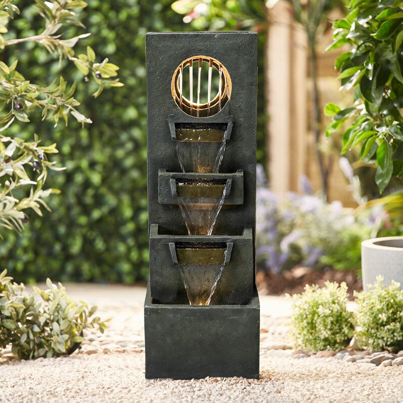 Resin Moon Gate Outdoor Water Fountain 39 Inch Warm LED, photo 6 of 10