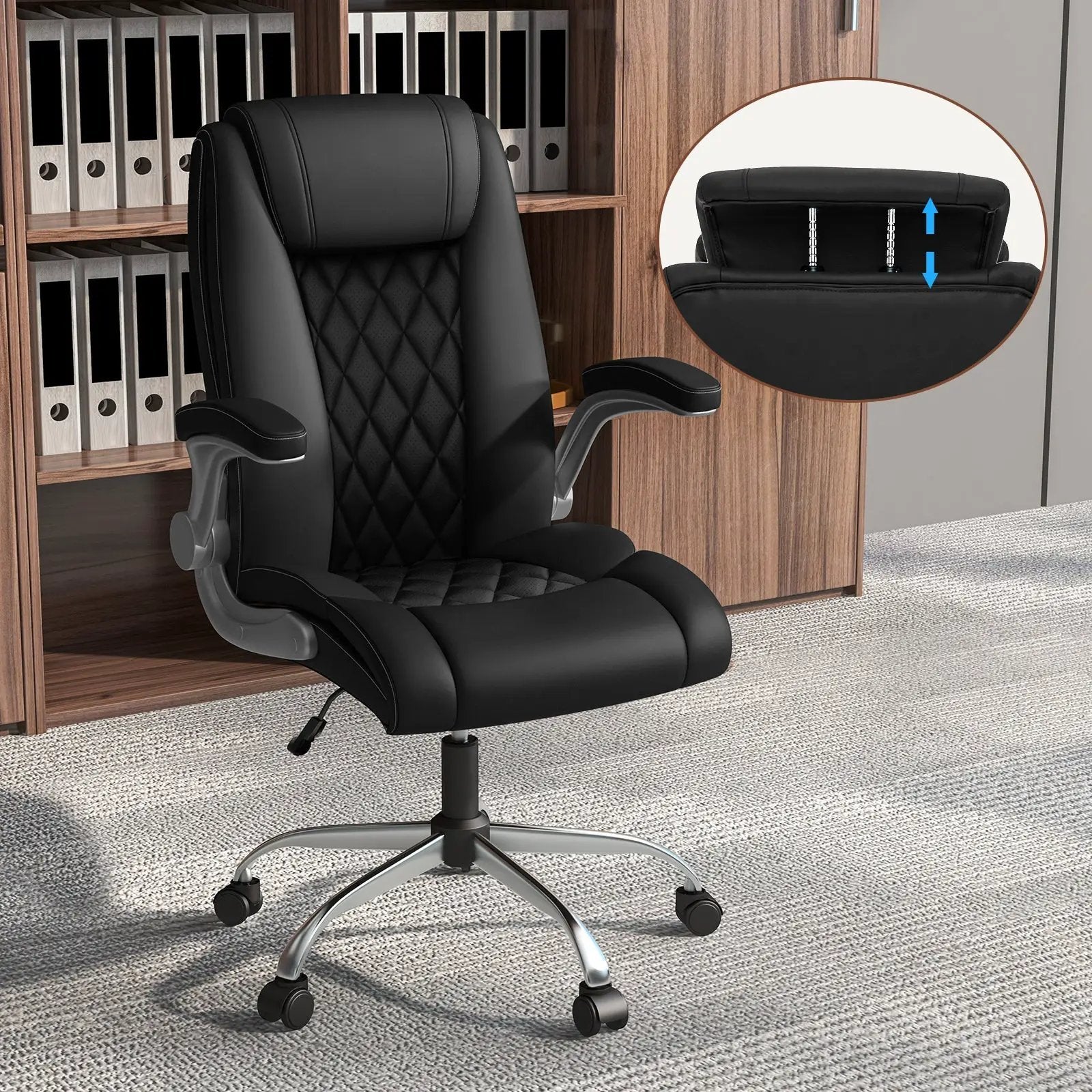 Executive Office Chair with Adjustable Headrest and Rocking by DirectDeals