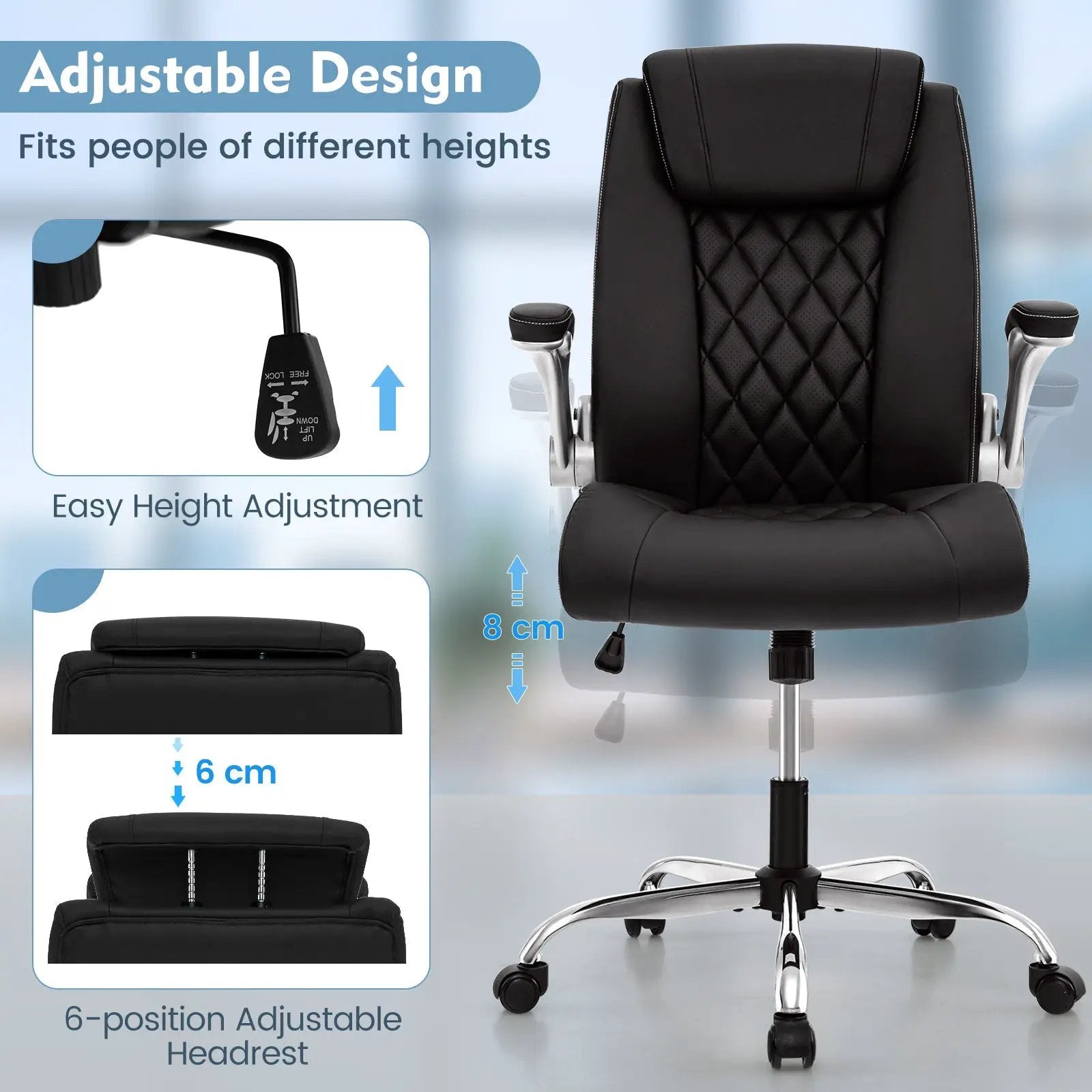 Executive Office Chair with Adjustable Headrest and Rocking by DirectDeals