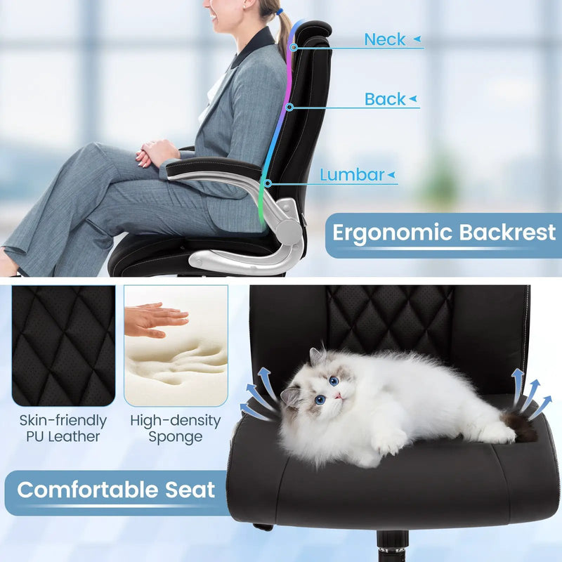 Executive Office Chair with Adjustable Headrest and Rocking by DirectDeals
