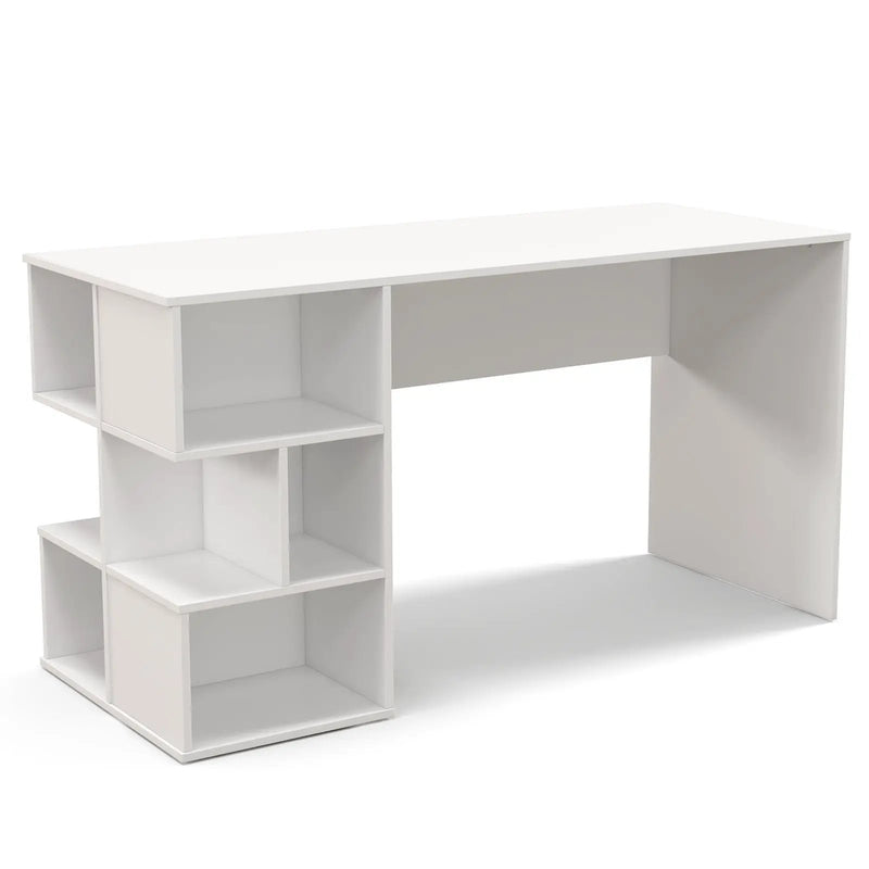 Modern Computer Desk with 3 Tier Storage Shelves for Home Office-White by DirectDeals