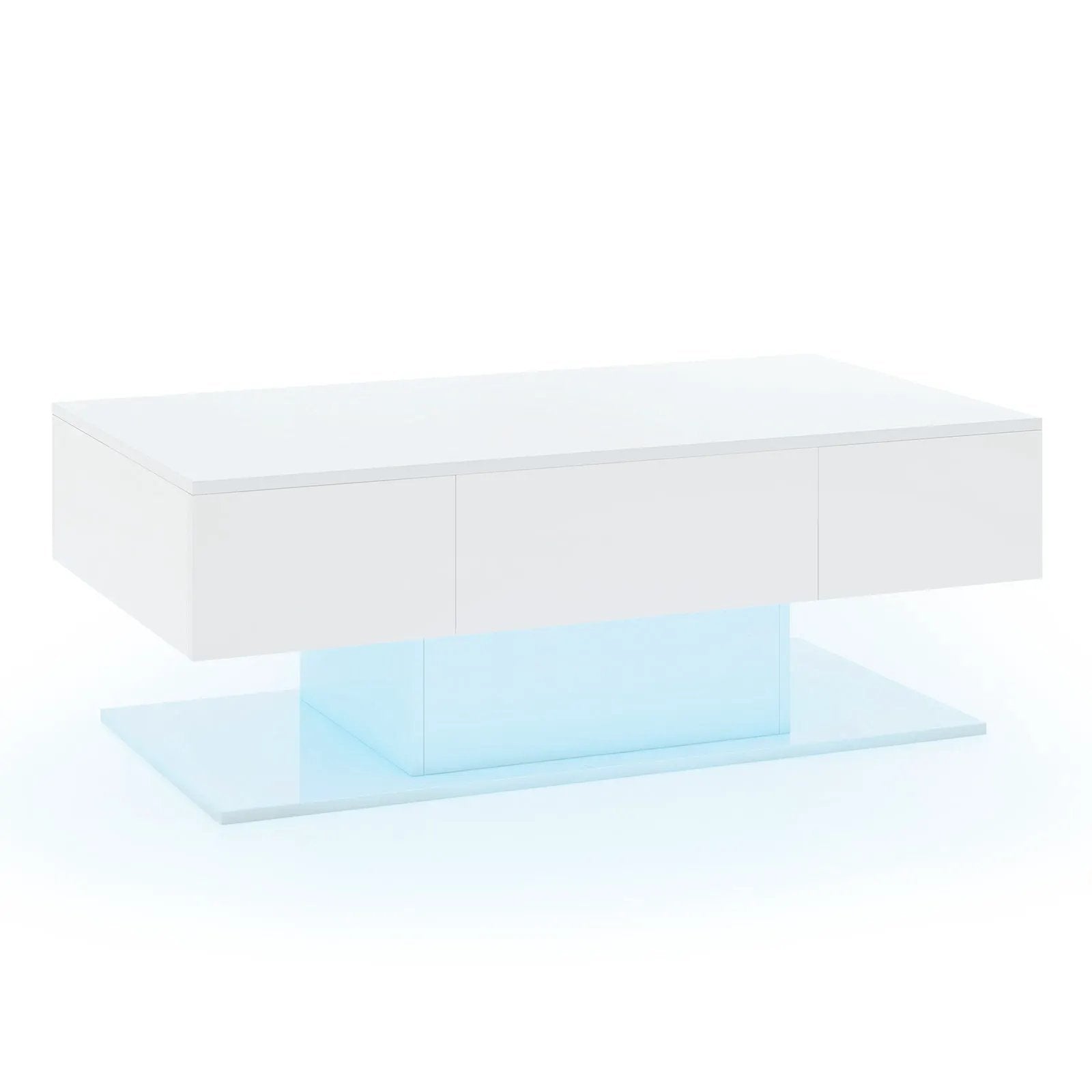Modern LED Coffee Table with 20 Color LED Lights and 2 Storage Drawers by DirectDeals