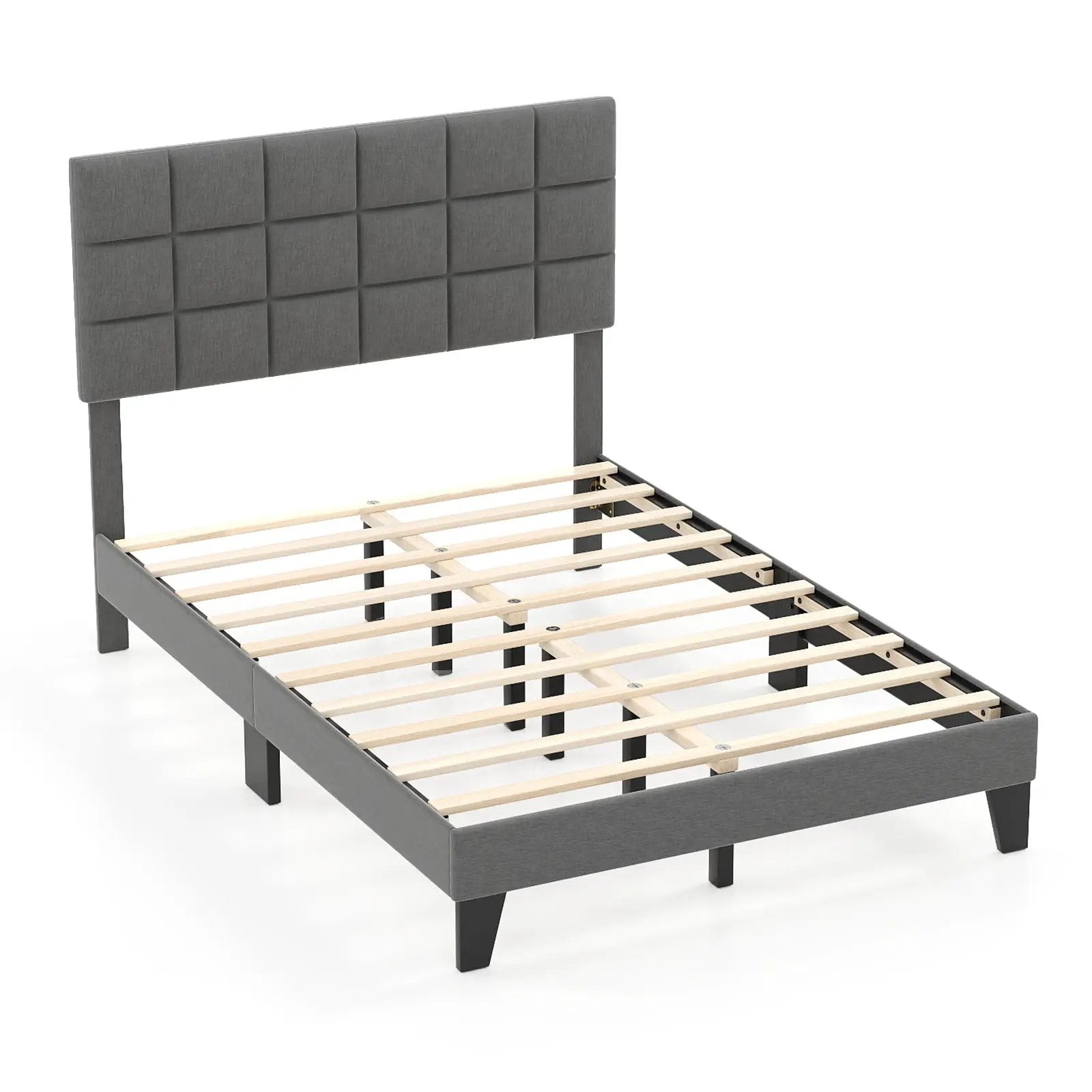 Full Size Modern Linen Bed Frame with Adjustable Headboard-Gray by DirectDeals