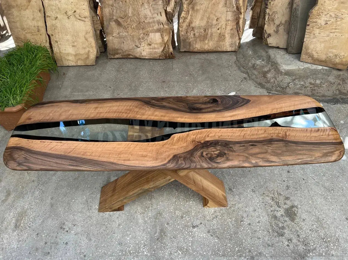 Handmade Solid Walnut Console Table for Entryway and Foyer by Gizz