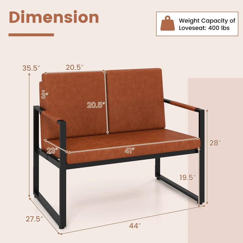 Modern Loveseat Sofa 2 Seater Small Couch by DirectDeals