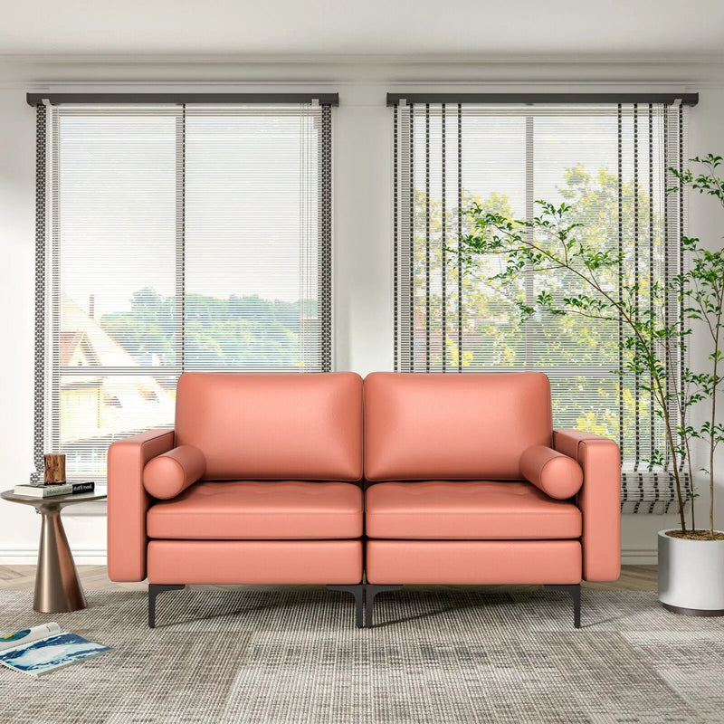 Modern Loveseat Sofa with 2 Bolsters and Side Storage Pocket by DirectDeals