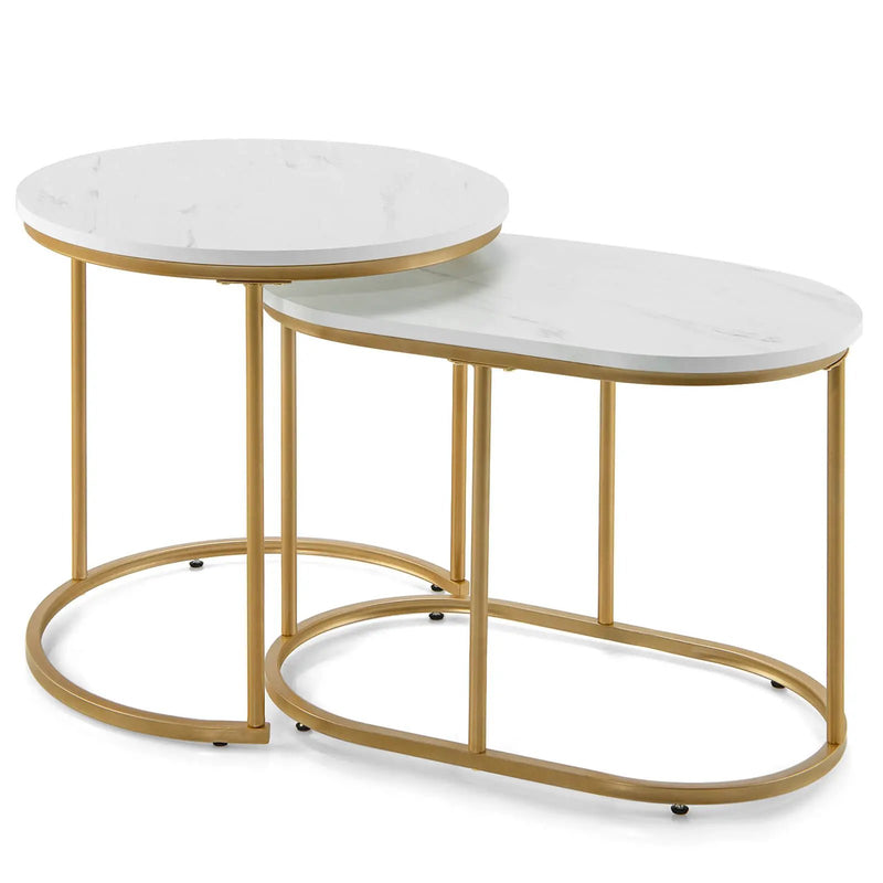 Modern Nesting Coffee Table Set of 2-White by DirectDeals