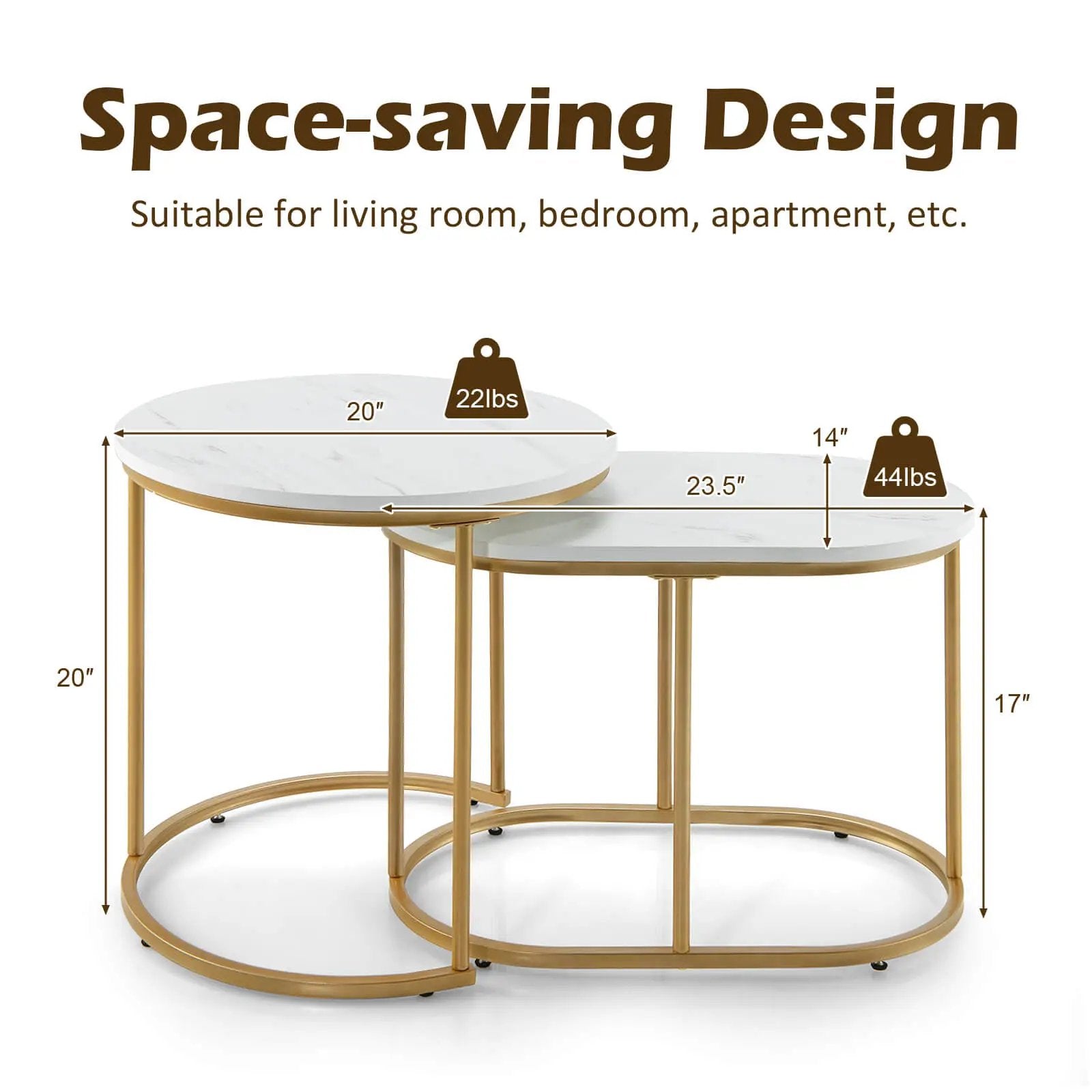 Modern Nesting Coffee Table Set of 2-White by DirectDeals