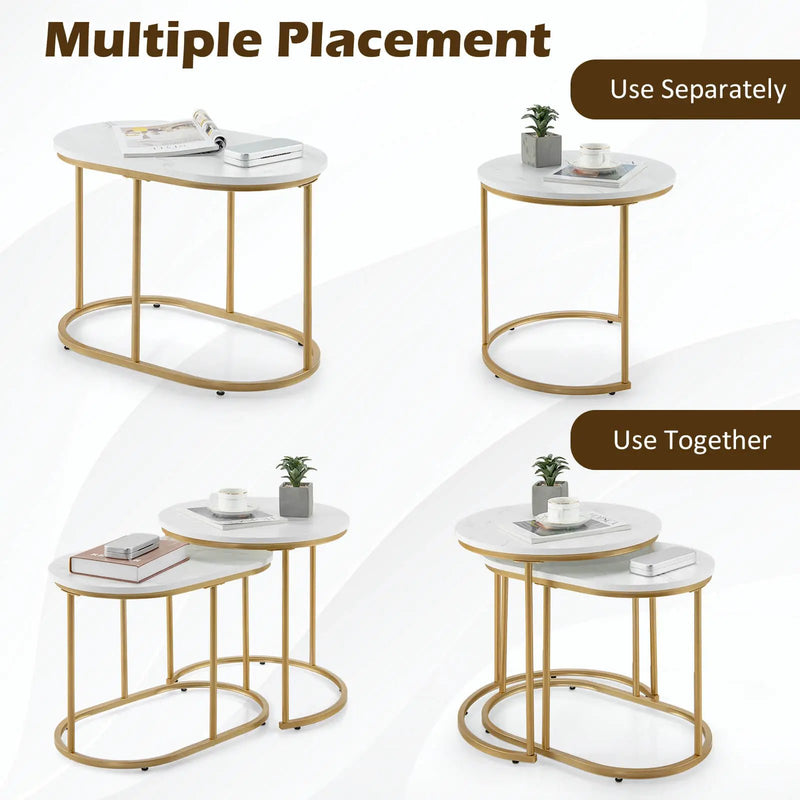 Modern Nesting Coffee Table Set of 2-White by DirectDeals
