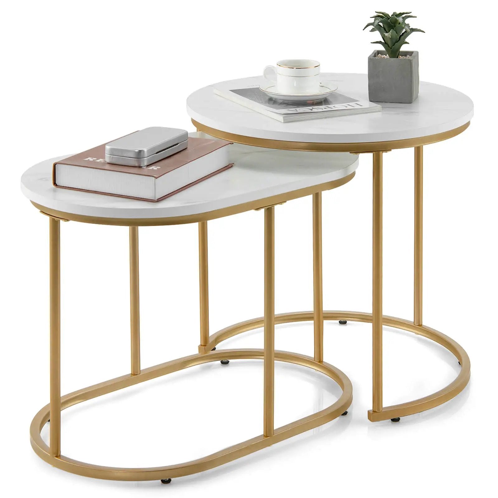 Modern Nesting Coffee Table Set of 2-White by DirectDeals