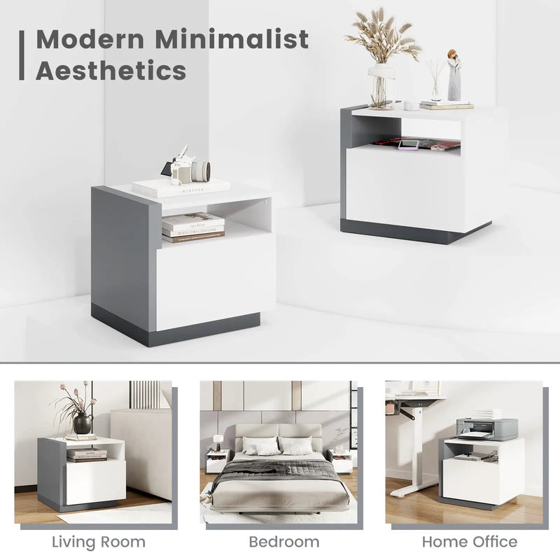 Modern Minimalist Nightstand with Drawer for Bedroom by DirectDeals