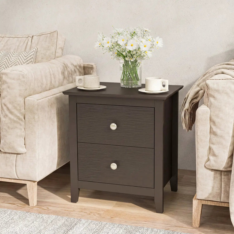 Modern Nightstand with 2 Drawers for Small Spaces by DirectDeals