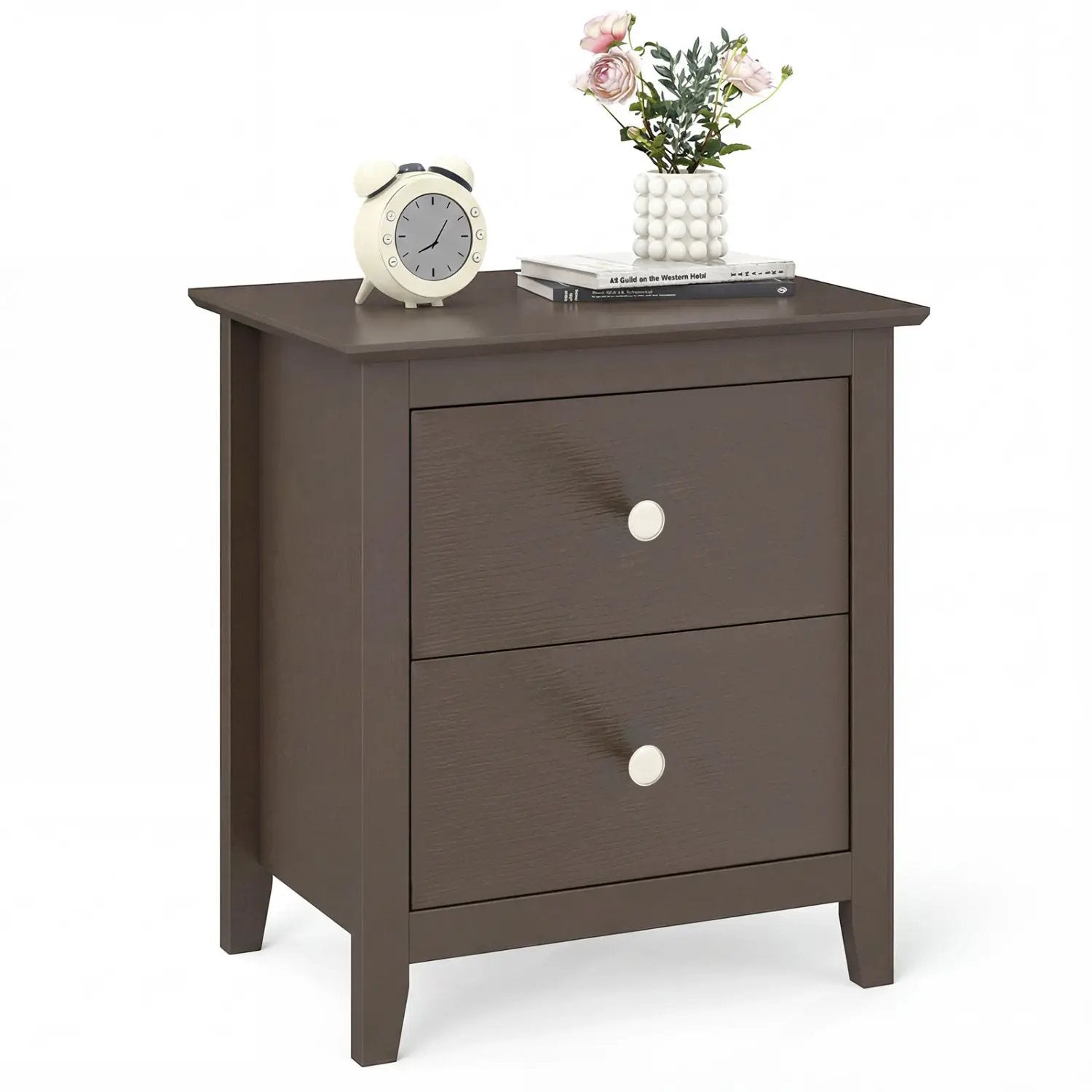 Modern Nightstand with 2 Drawers for Small Spaces by DirectDeals