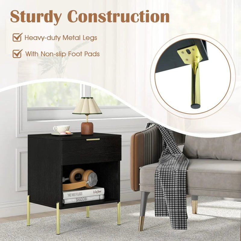 Nightstand with Charging Station and Storage Drawer by DirectDeals