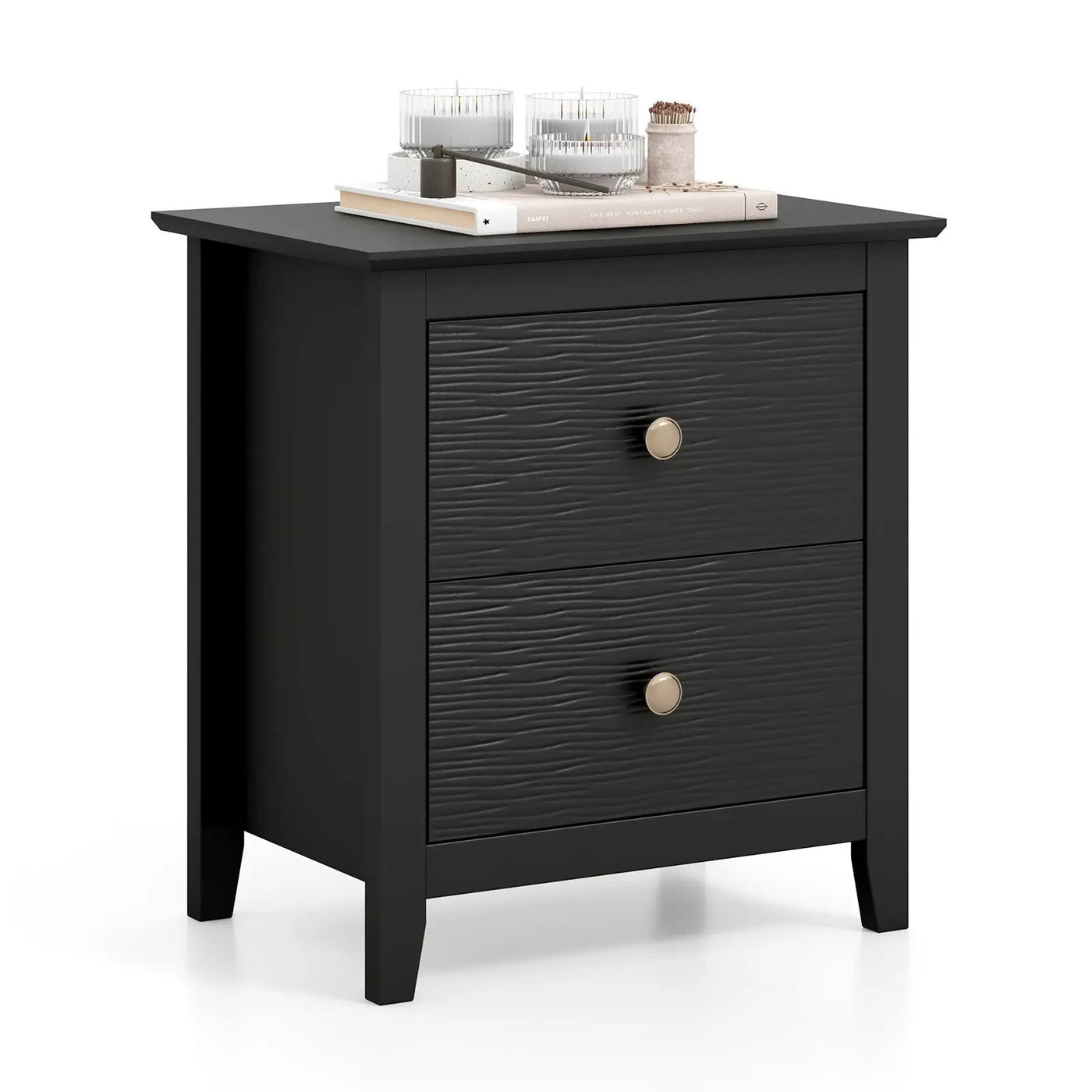 Modern Nightstand with 2 Drawers for Small Spaces by DirectDeals