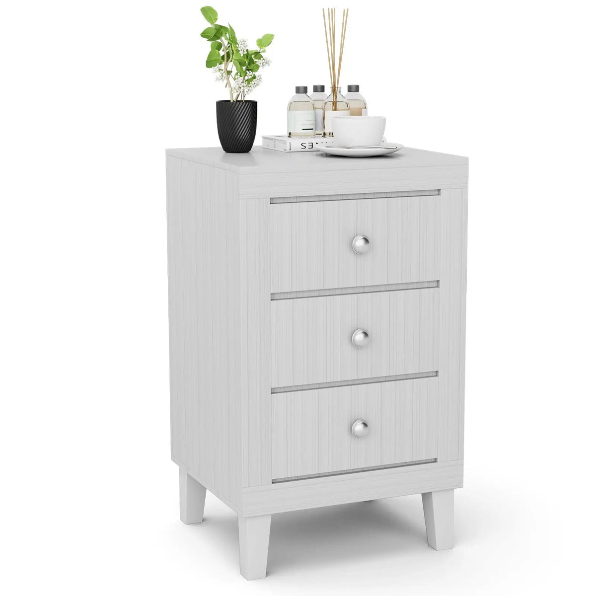 Modern Nightstand with 3 Drawers for Bedroom Living Room by DirectDeals