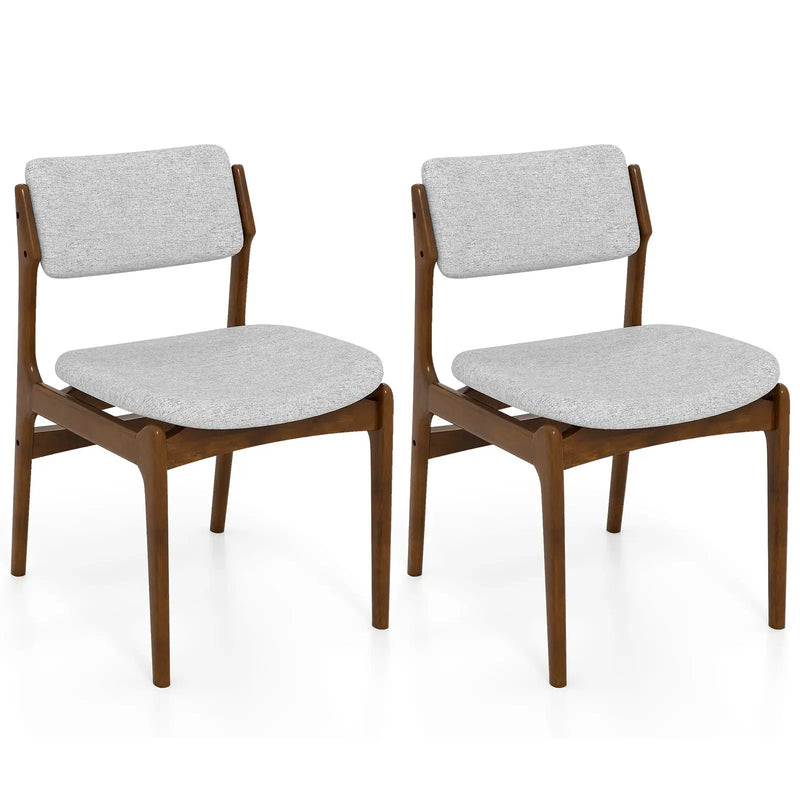Modern Padded Dining Chairs with Rubber Wood Legs Set of 2-Brown by DirectDeals