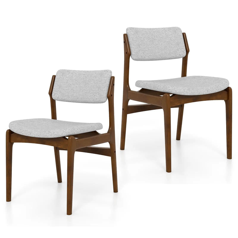 Modern Padded Dining Chairs with Rubber Wood Legs Set of 2-Brown by DirectDeals
