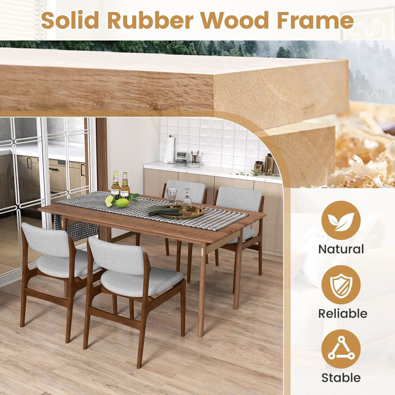 Modern Padded Dining Chairs with Rubber Wood Legs Set of 2-Brown by DirectDeals