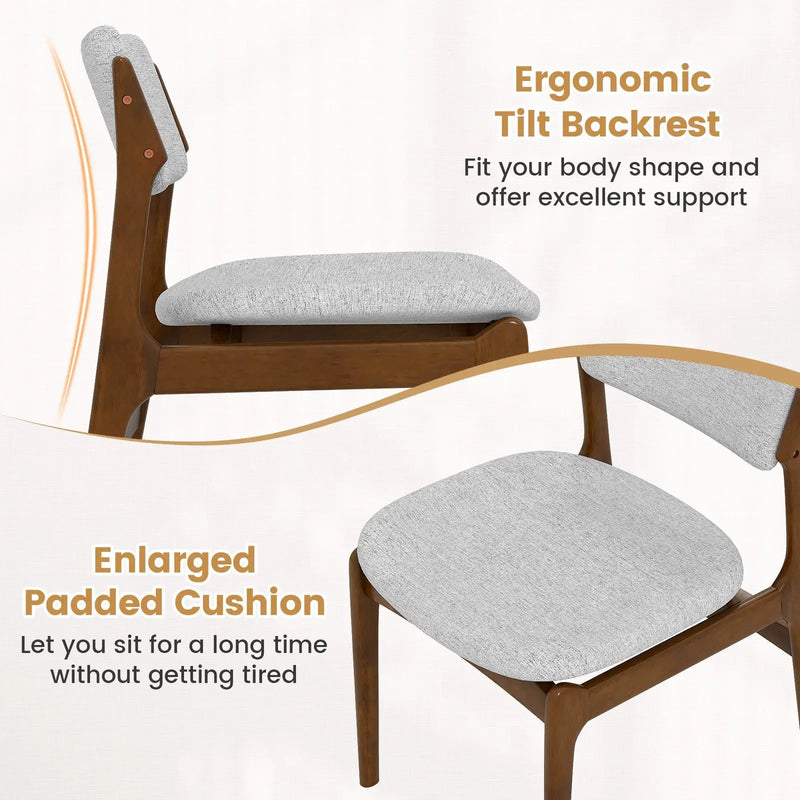Modern Padded Dining Chairs with Rubber Wood Legs Set of 2-Brown by DirectDeals