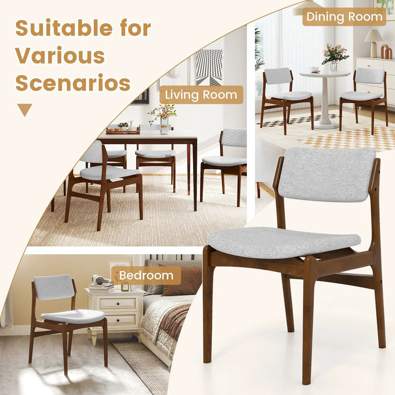 Modern Padded Dining Chairs with Rubber Wood Legs Set of 2-Brown by DirectDeals