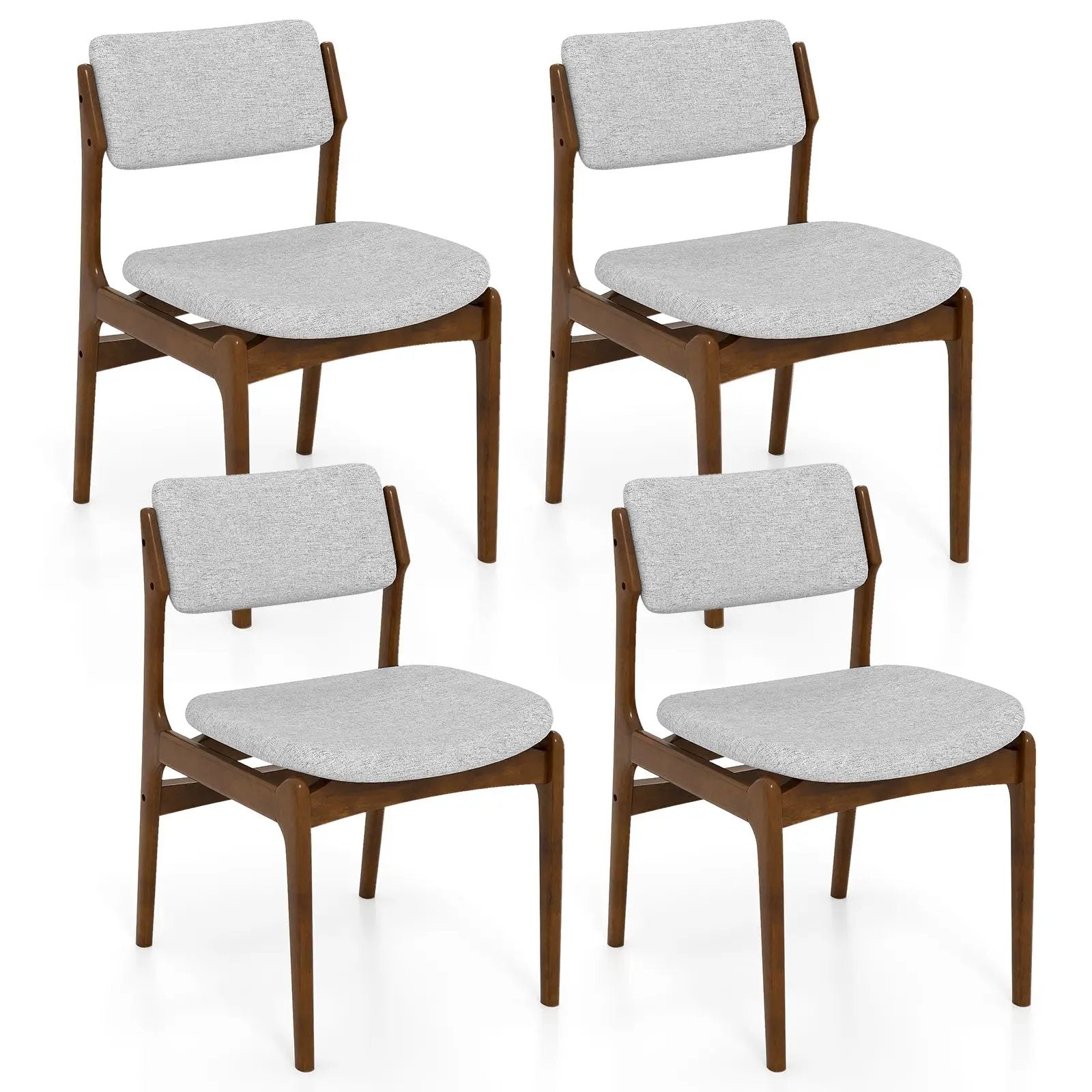 Modern Padded Dining Chairs with Rubber Wood Legs Set of 4-Brown by DirectDeals