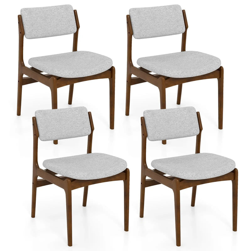 Modern Padded Dining Chairs with Rubber Wood Legs Set of 4-Brown by DirectDeals