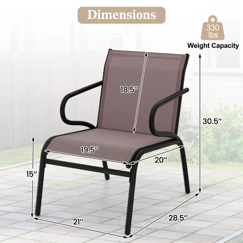 Modern Patio Chairs Set of 2 with Breathable Fabric for Porch-Coffee by DirectDeals