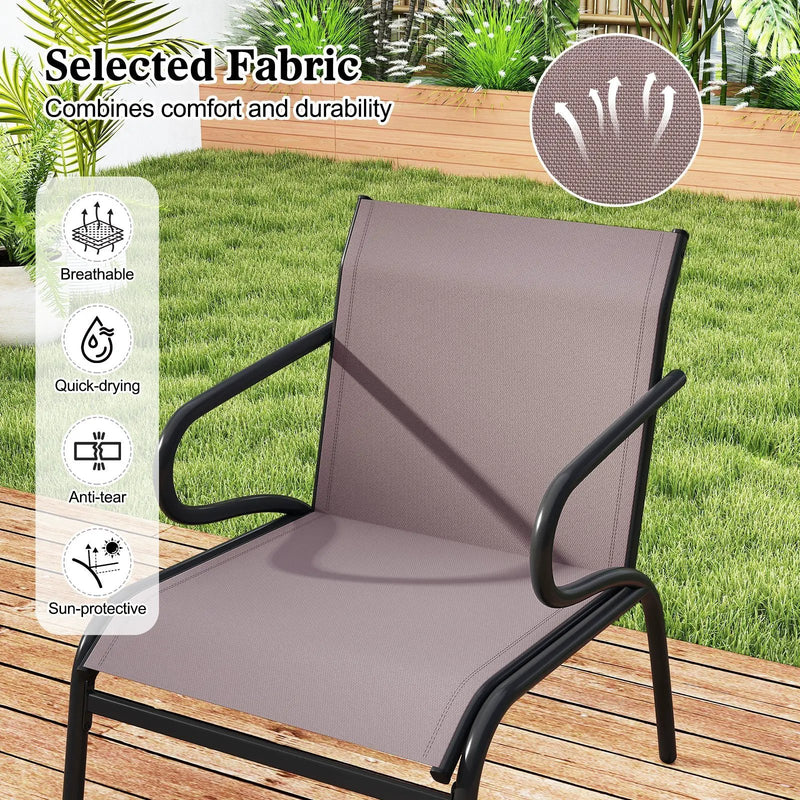 Modern Patio Chairs Set of 2 with Breathable Fabric for Porch-Coffee by DirectDeals