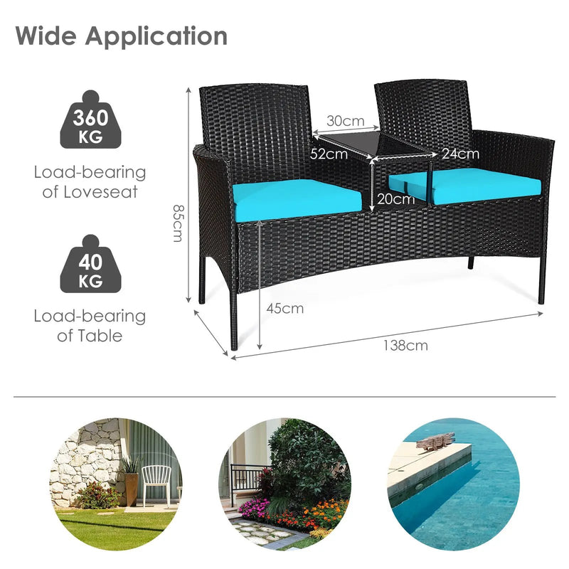 Modern Patio Conversation Set with Built-in Coffee Table and Cushions by DirectDeals