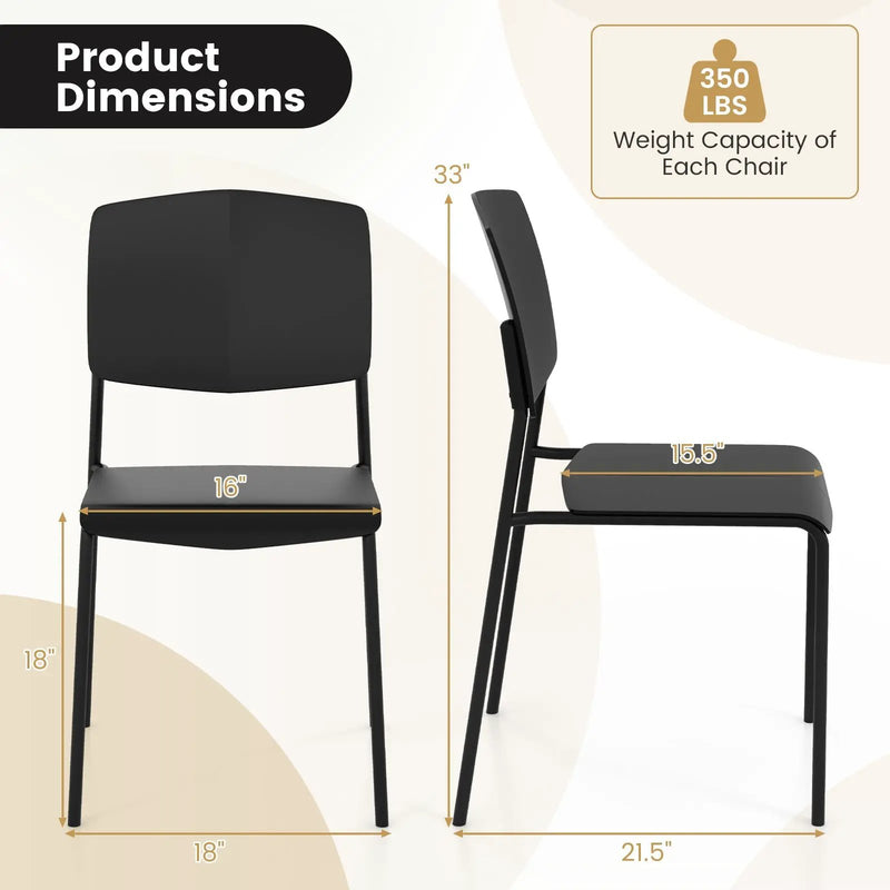 Modern Plastic Dining Chair Set of 2 with Metal Legs and Curved Back by DirectDeals