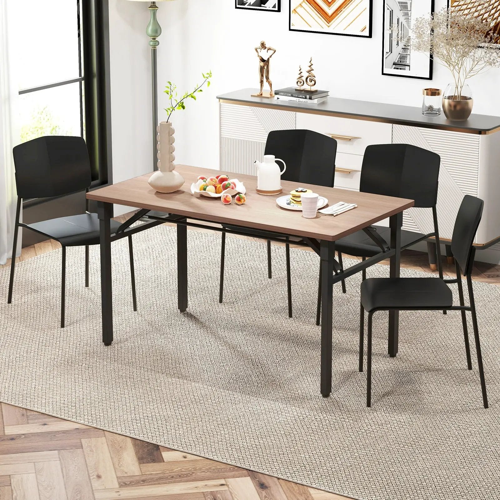Modern Plastic Dining Chair Set of 2 with Metal Legs and Curved Back by DirectDeals