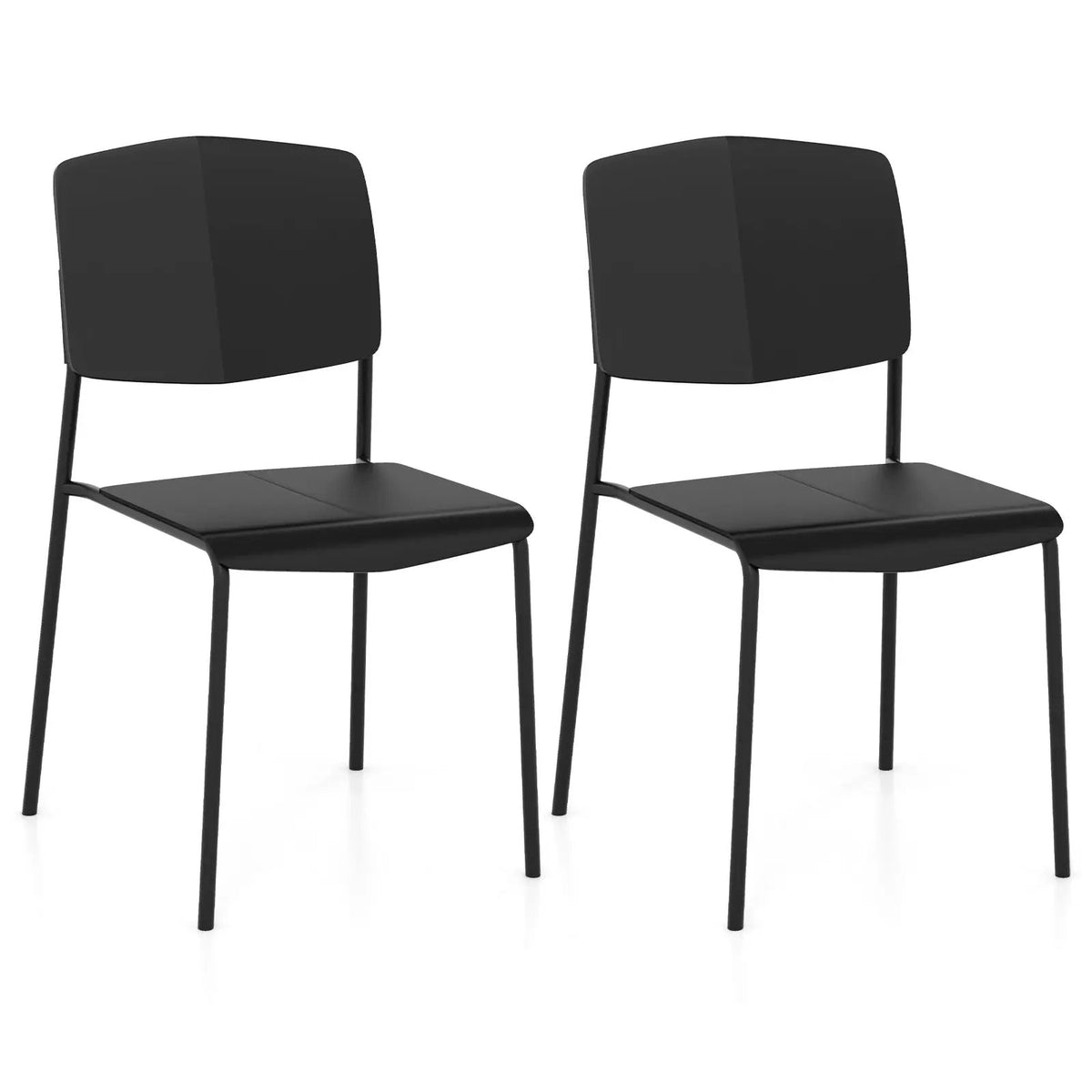 Modern Plastic Dining Chair Set of 2 with Metal Legs and Curved Back by DirectDeals