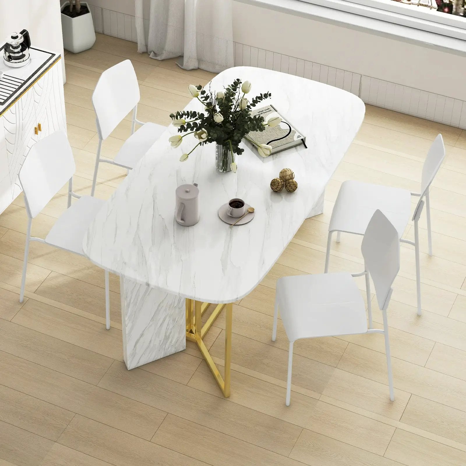 Modern Plastic Dining Chair Set of 2 with Metal Legs and Curved Back by DirectDeals