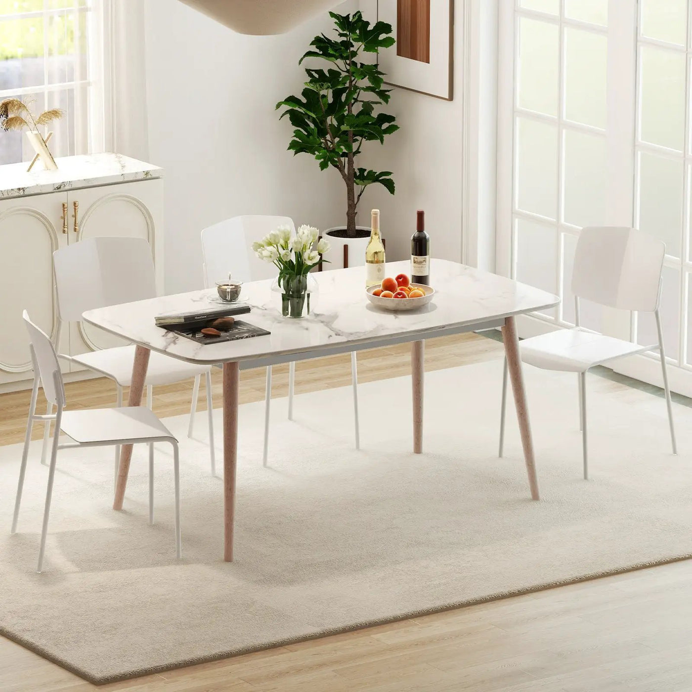 Modern Plastic Dining Chair Set of 2 with Metal Legs and Curved Back by DirectDeals