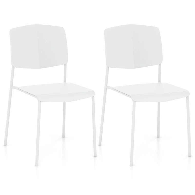 Modern Plastic Dining Chair Set of 2 with Metal Legs and Curved Back by DirectDeals