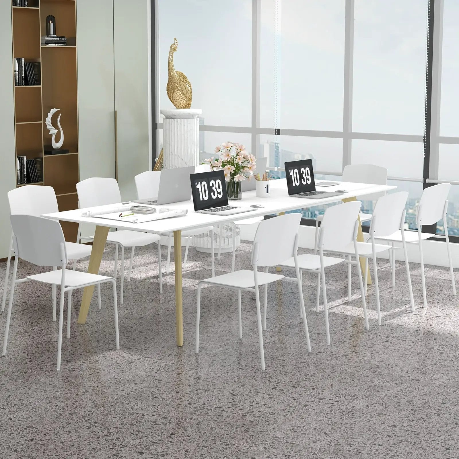 Modern Plastic Dining Chair Set of 2 with Metal Legs and Curved Back by DirectDeals