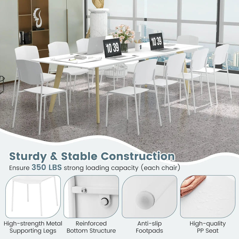 Modern Plastic Dining Chair Set of 2 with Metal Legs and Curved Back by DirectDeals