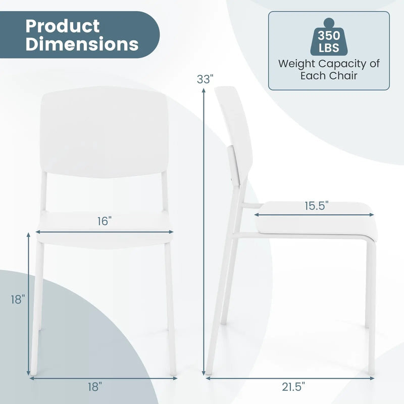 Modern Plastic Dining Chair Set of 2 with Metal Legs and Curved Back by DirectDeals