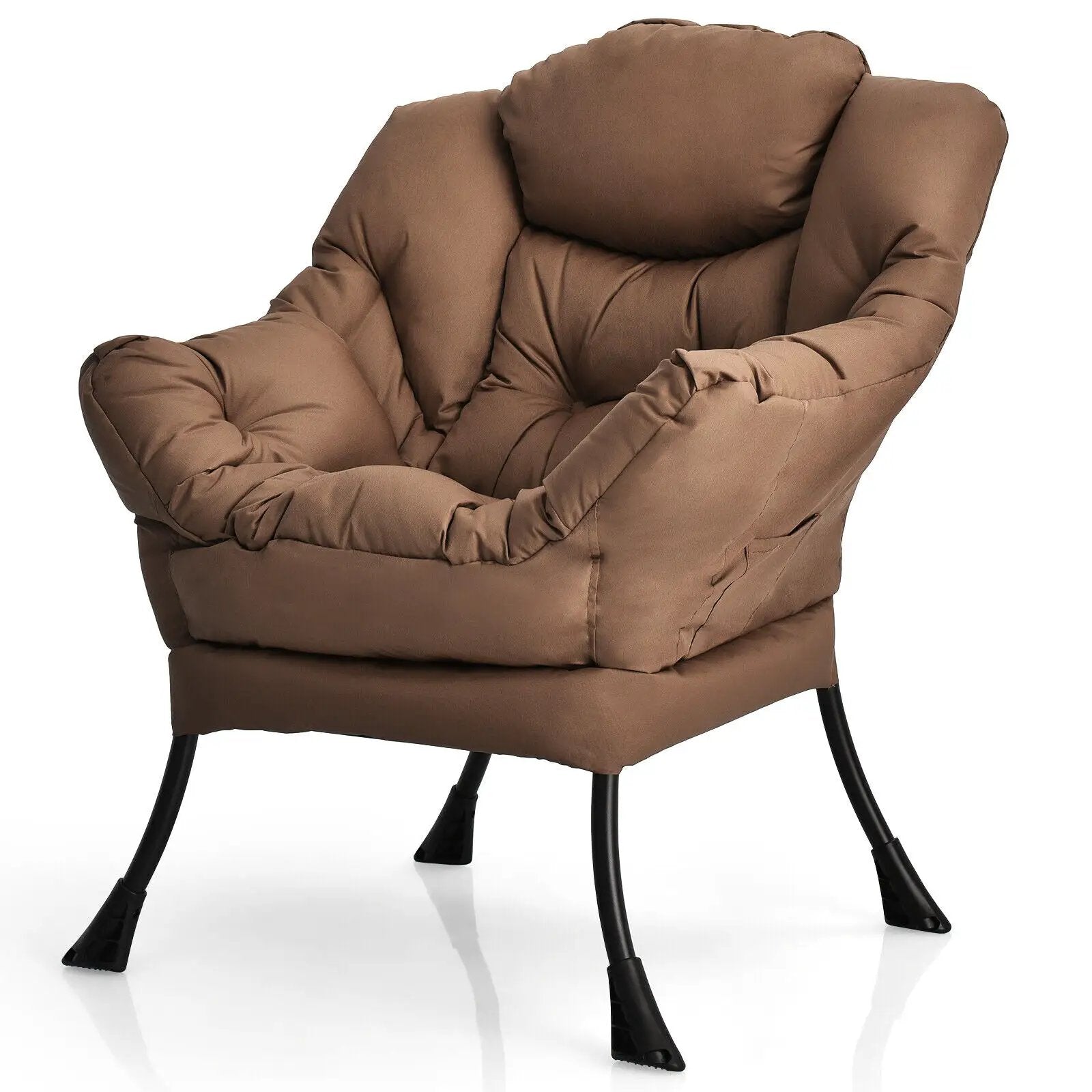 Modern Polyester Fabric Lazy Chair with Steel Frame and Side Pocket by DirectDeals