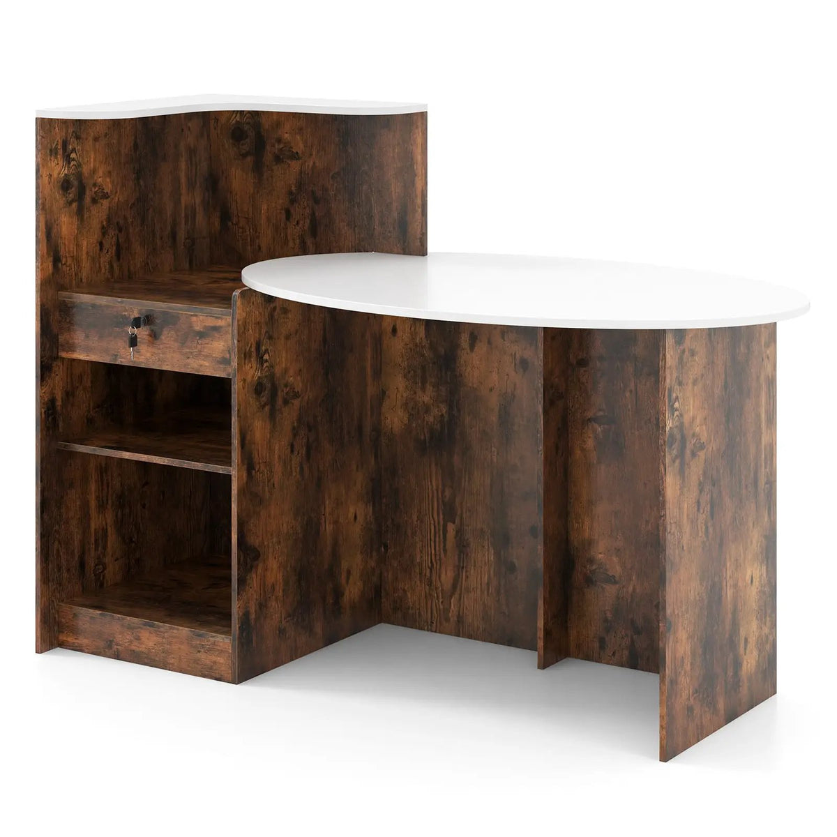 Modern Reception Desk Front Counter Desk with Oval Tabletop by DirectDeals