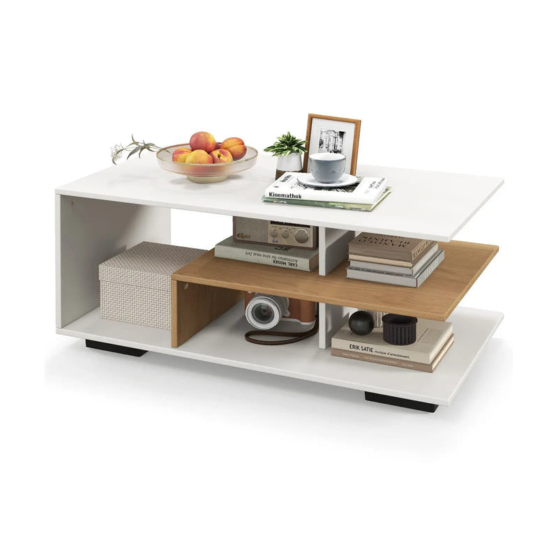 Rectangular Coffee Table with L-shaped Middle Shelf by DirectDeals