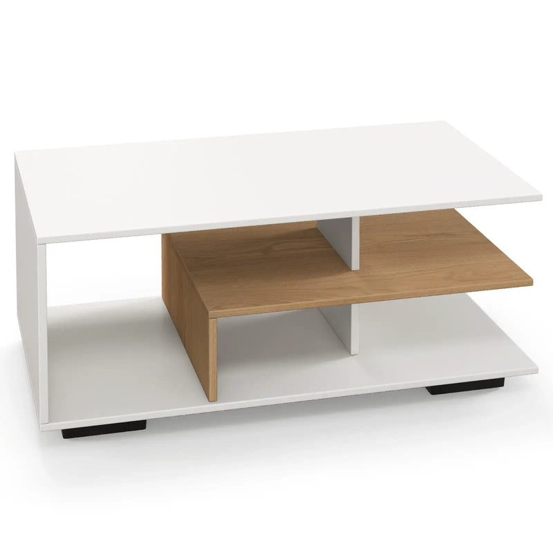 Rectangular Coffee Table with L-shaped Middle Shelf by DirectDeals