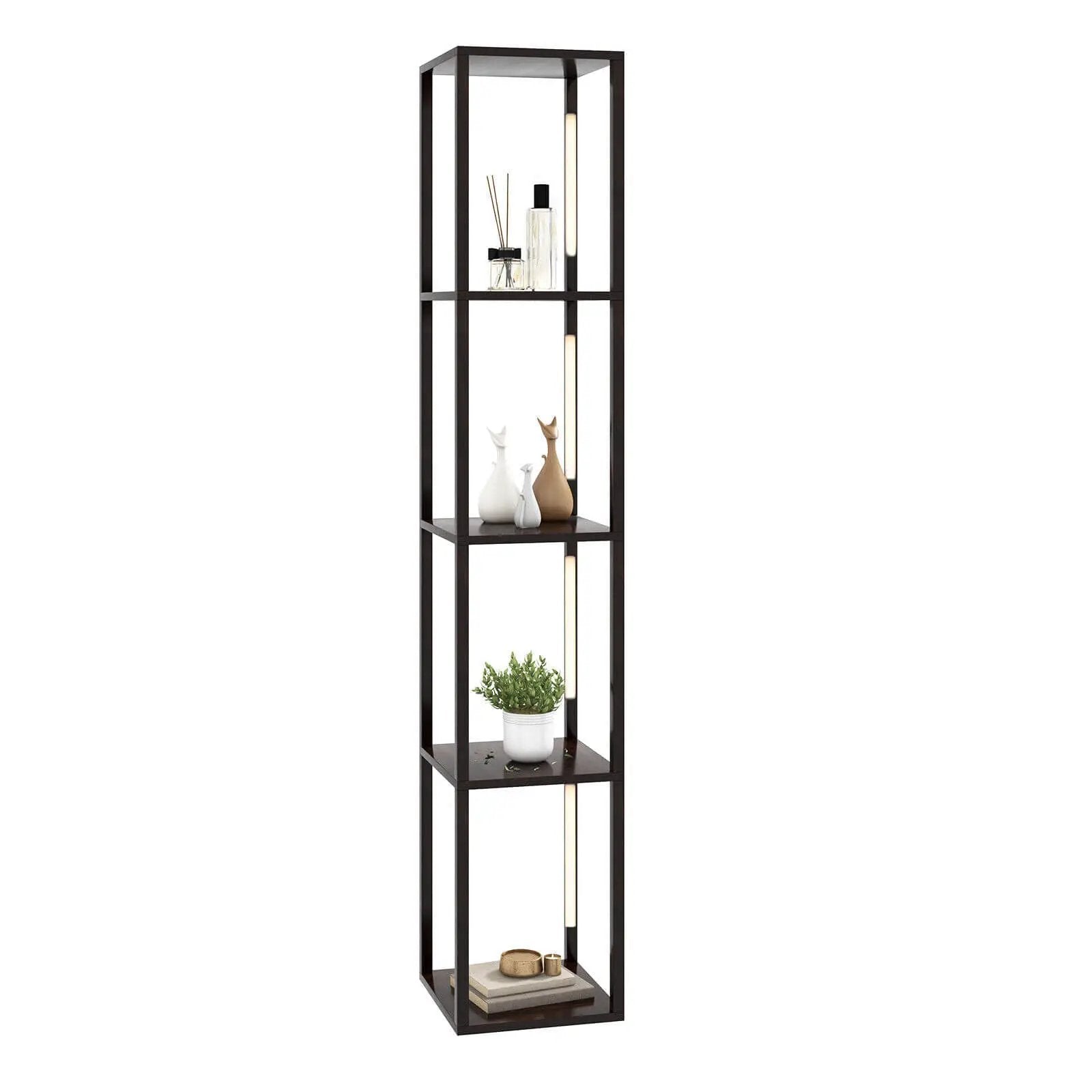 64 Inches Floor Lamp with 3-Level Dimmable LED Bulbs and Rotatable LED Poles-Walnut by DirectDeals