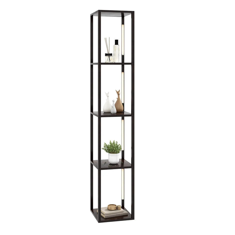 64 Inches Floor Lamp with 3-Level Dimmable LED Bulbs and Rotatable LED Poles-Walnut by DirectDeals