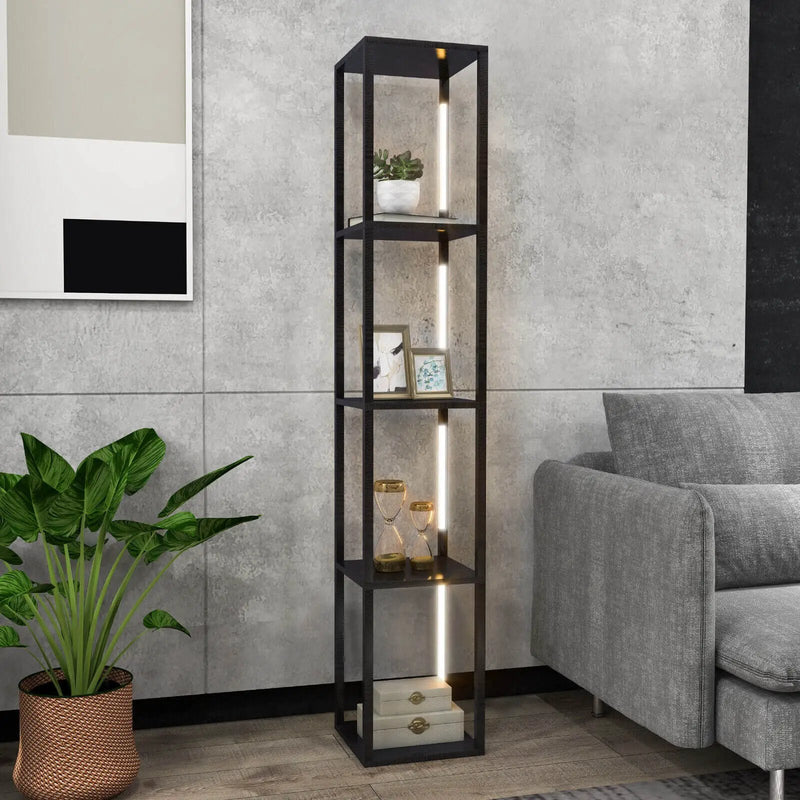 64 Inches Floor Lamp with 3-Level Dimmable LED Bulbs and Rotatable LED Poles-Black by DirectDeals