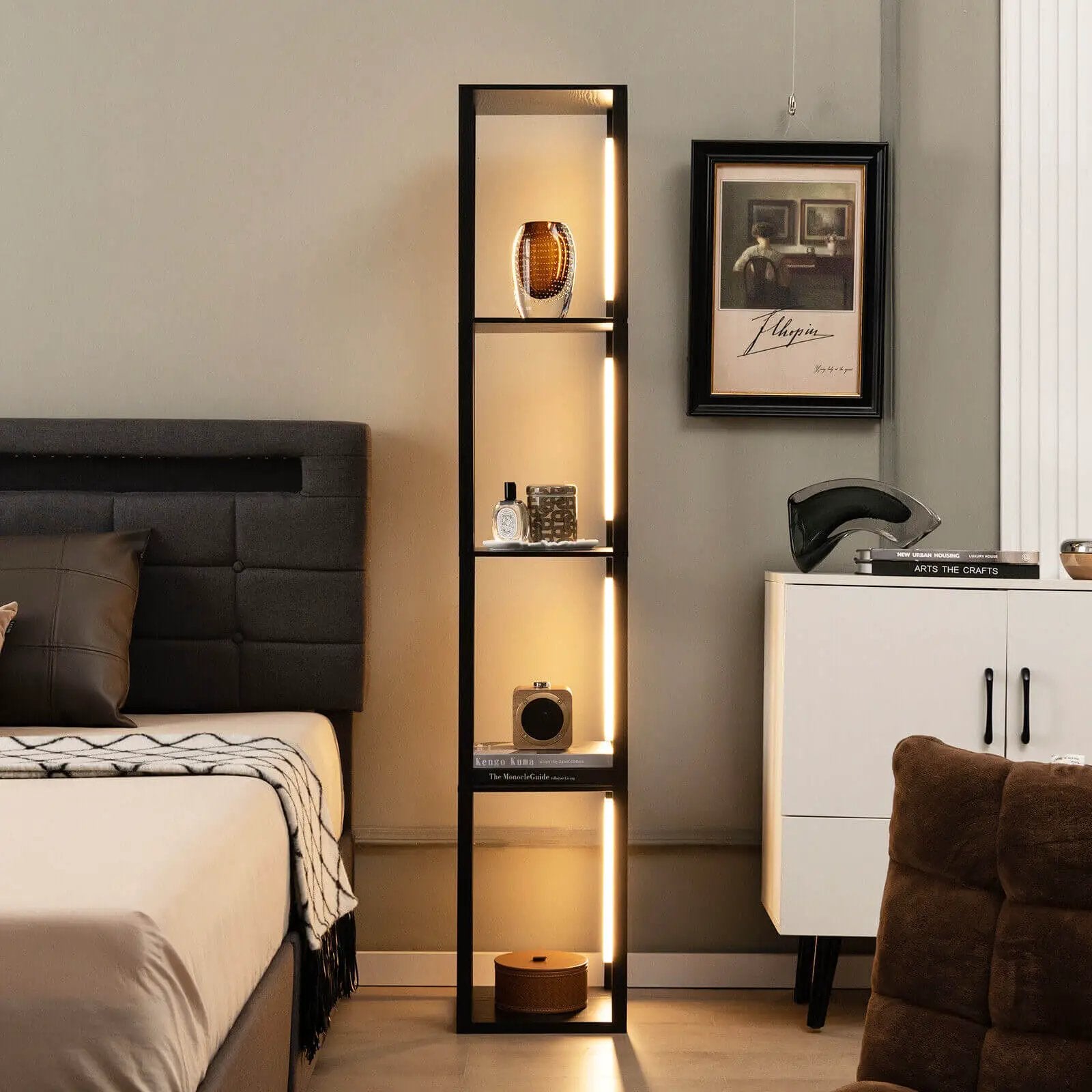 64 Inches Floor Lamp with 3-Level Dimmable LED Bulbs and Rotatable LED Poles-Black by DirectDeals