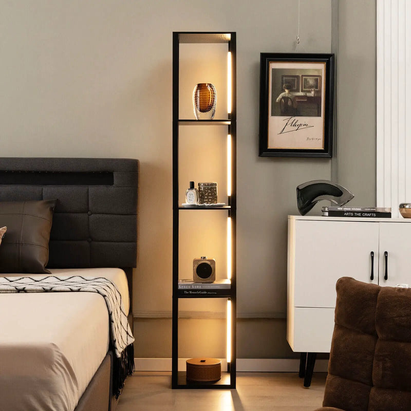 64 Inches Floor Lamp with 3-Level Dimmable LED Bulbs and Rotatable LED Poles-Black by DirectDeals