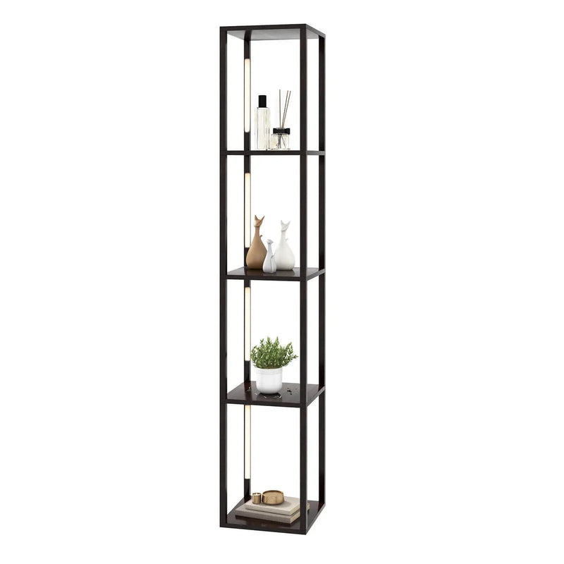 64 Inches Floor Lamp with 3-Level Dimmable LED Bulbs and Rotatable LED Poles-Walnut by DirectDeals