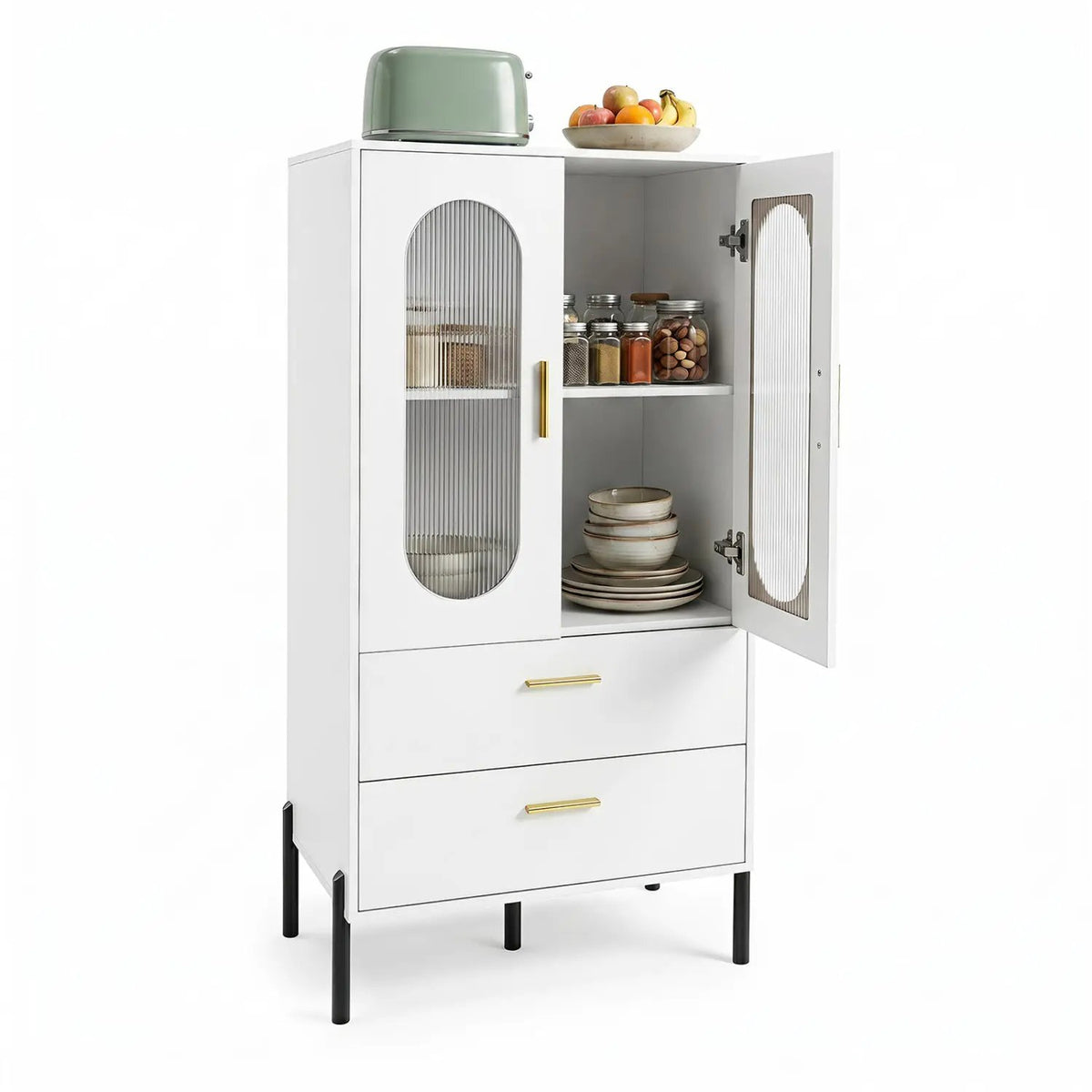 Modern Sideboard Buffet Cabinet with Fluted Doors by DirectDeals